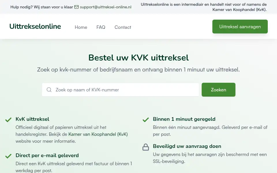 Screenshot of uittreksel-online.nl
