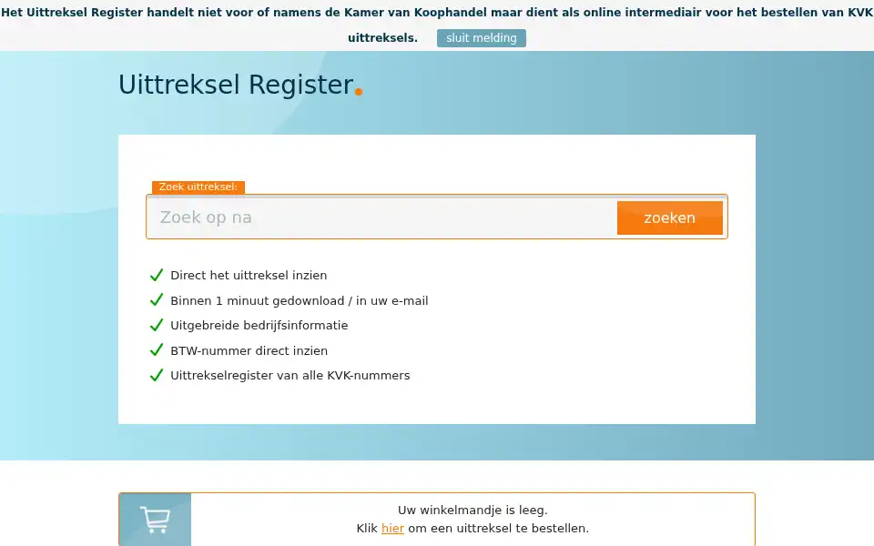 Screenshot of uittrekselregister.nl