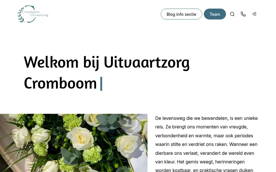 Screenshot of uitvaartzorgcromboom.be
