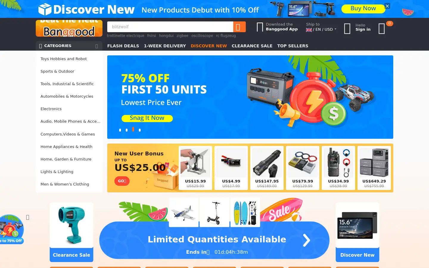 Screenshot of uk.banggood.com