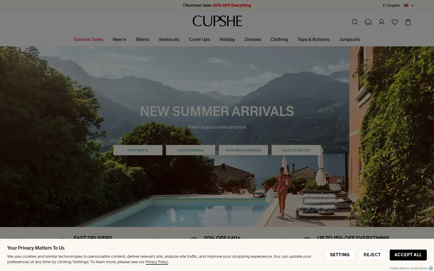 Screenshot of uk.cupshe.com