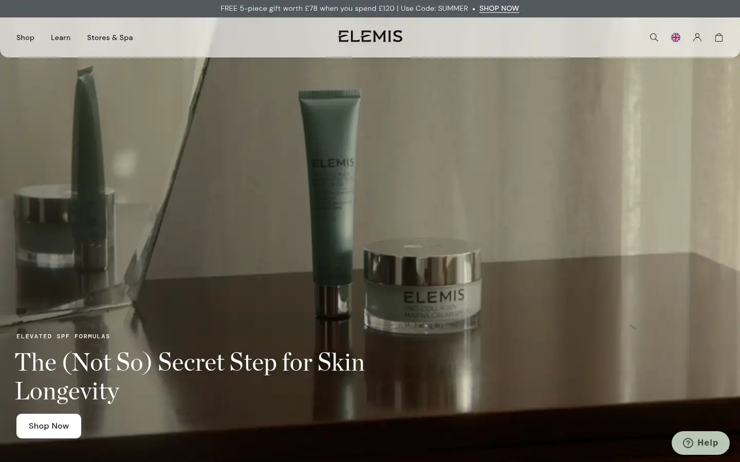 Screenshot of uk.elemis.com