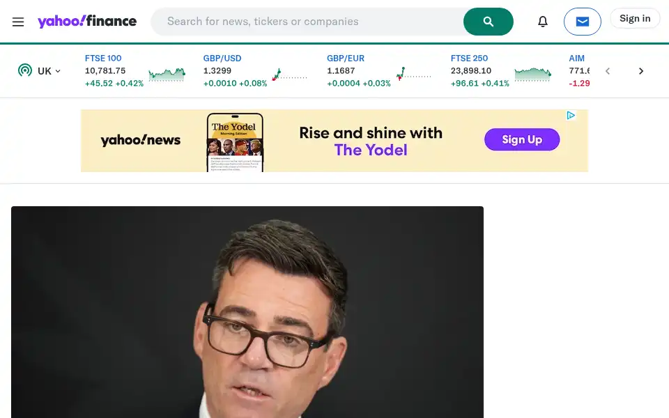 Screenshot of uk.finance.yahoo.com