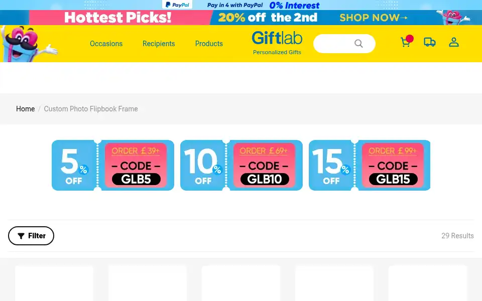 Screenshot of uk.giftlab.com