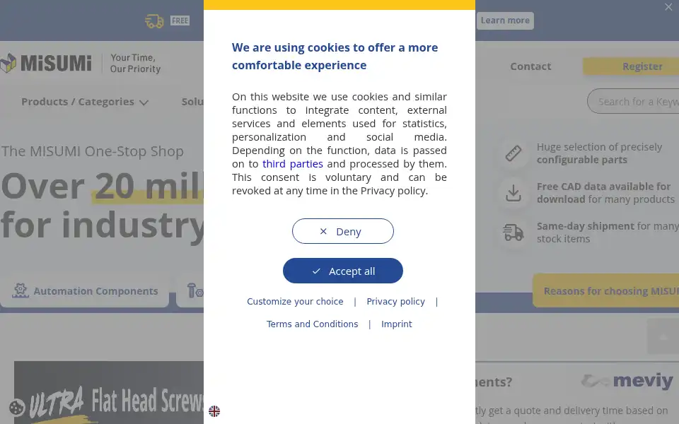 Screenshot of uk.misumi-ec.com