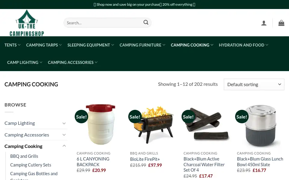 Screenshot of uk-thecampingshop.com