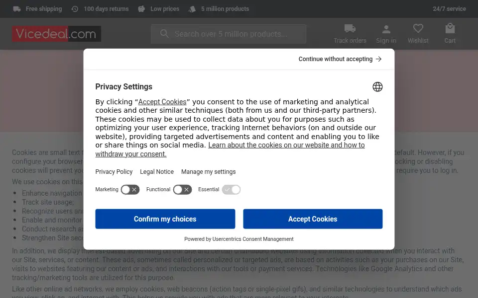 Screenshot of uk.vicedeal.com