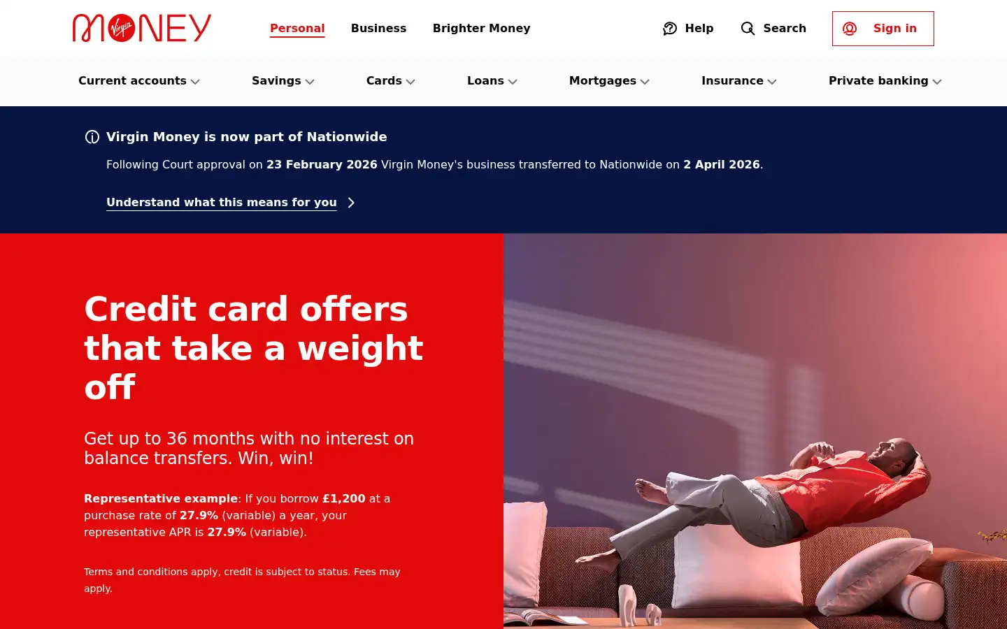 Screenshot of uk.virginmoney.com