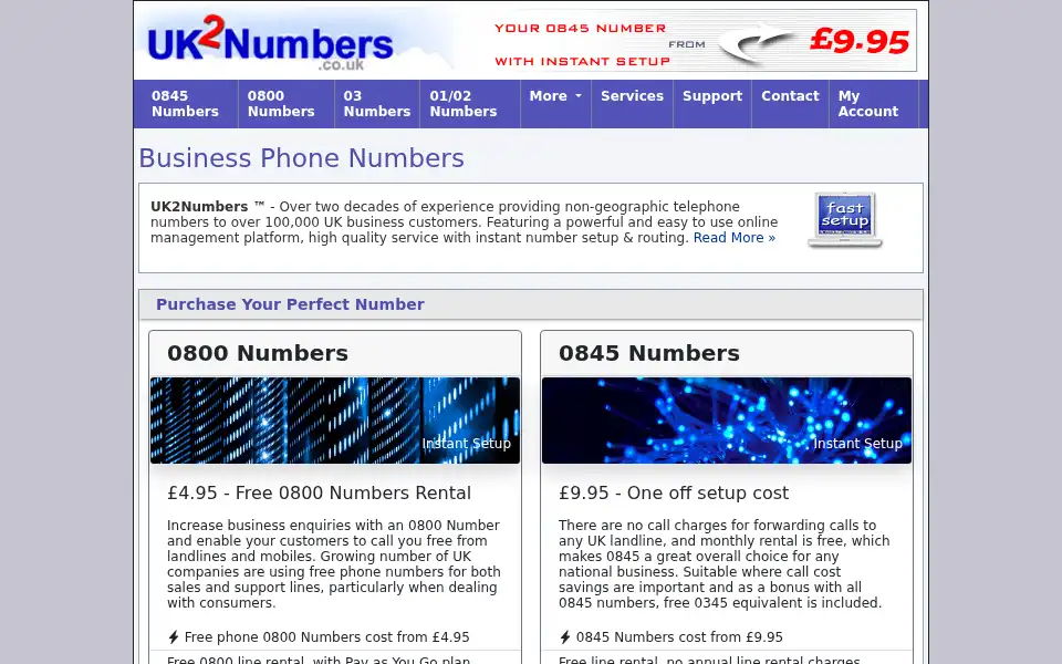 Screenshot of uk2numbers.co.uk