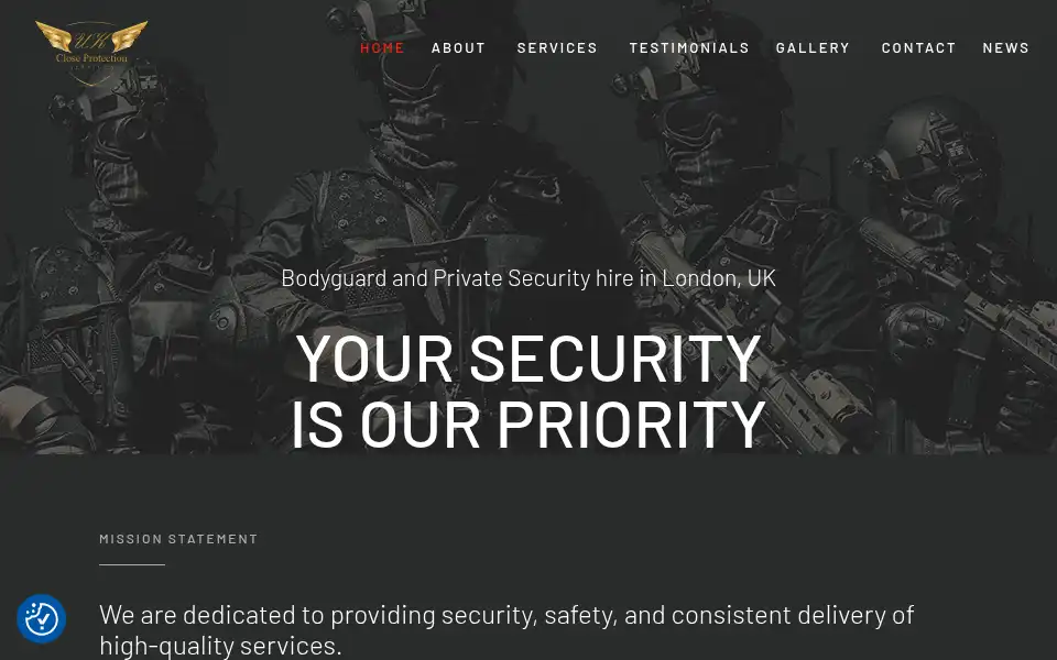 Screenshot of ukcloseprotectionservices.co.uk