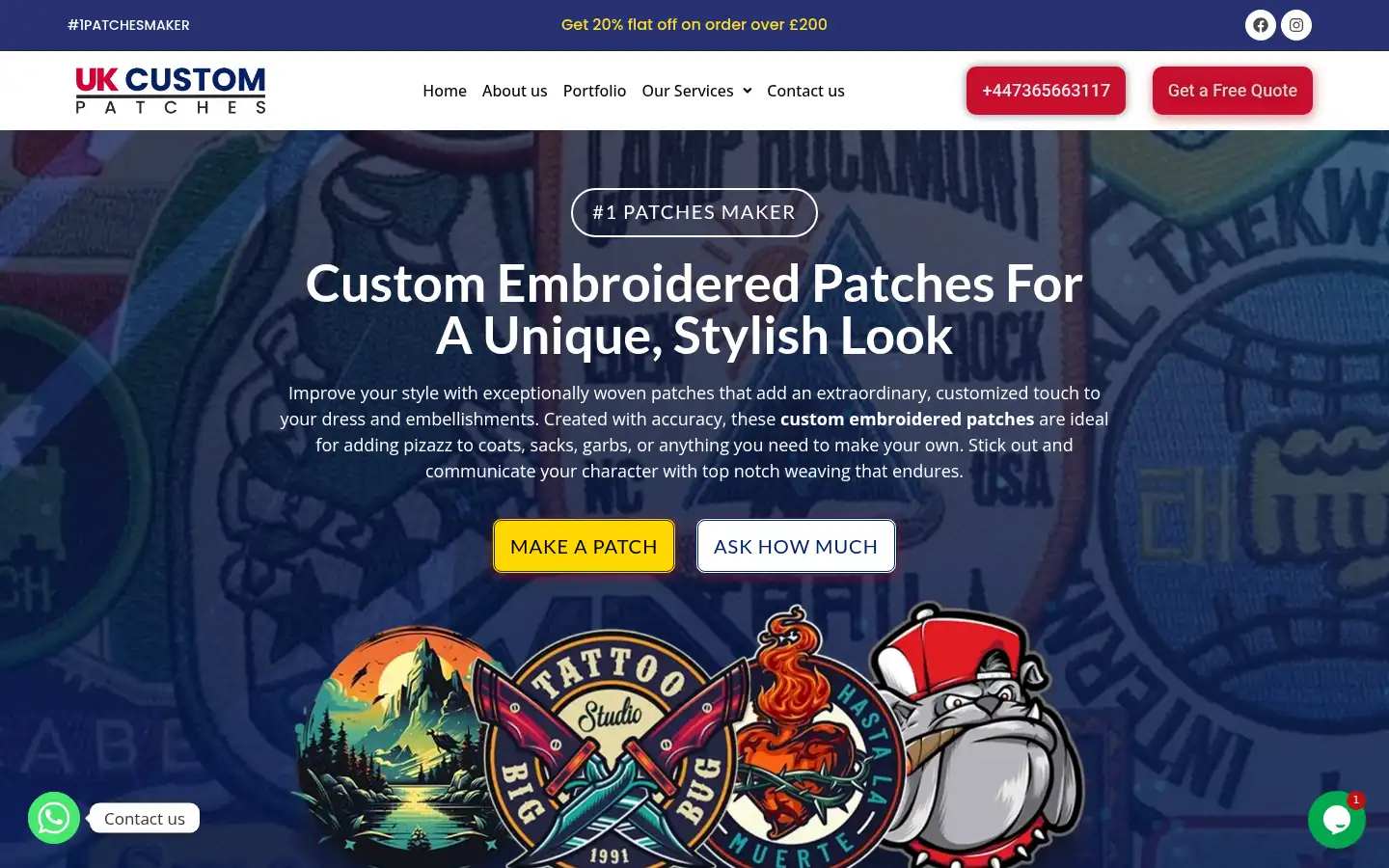 Screenshot of ukcustompatches.com