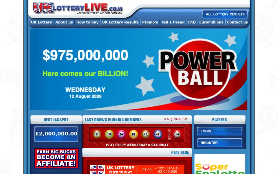 Screenshot of uklotterylive.com