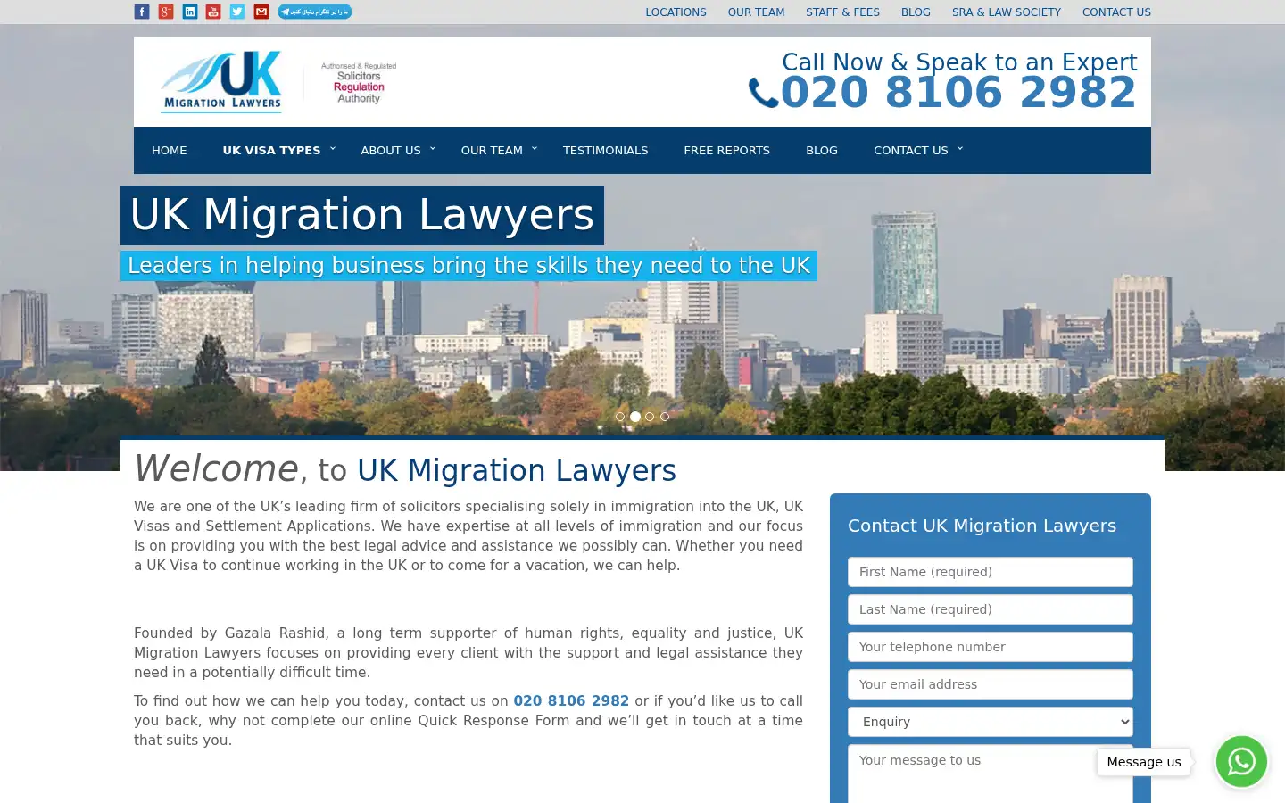 Screenshot of ukmigrationlawyers.com