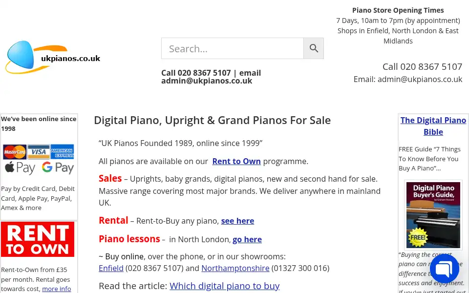 Screenshot of ukpianos.co.uk