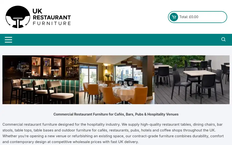 Screenshot of ukrestaurantfurniture.co.uk