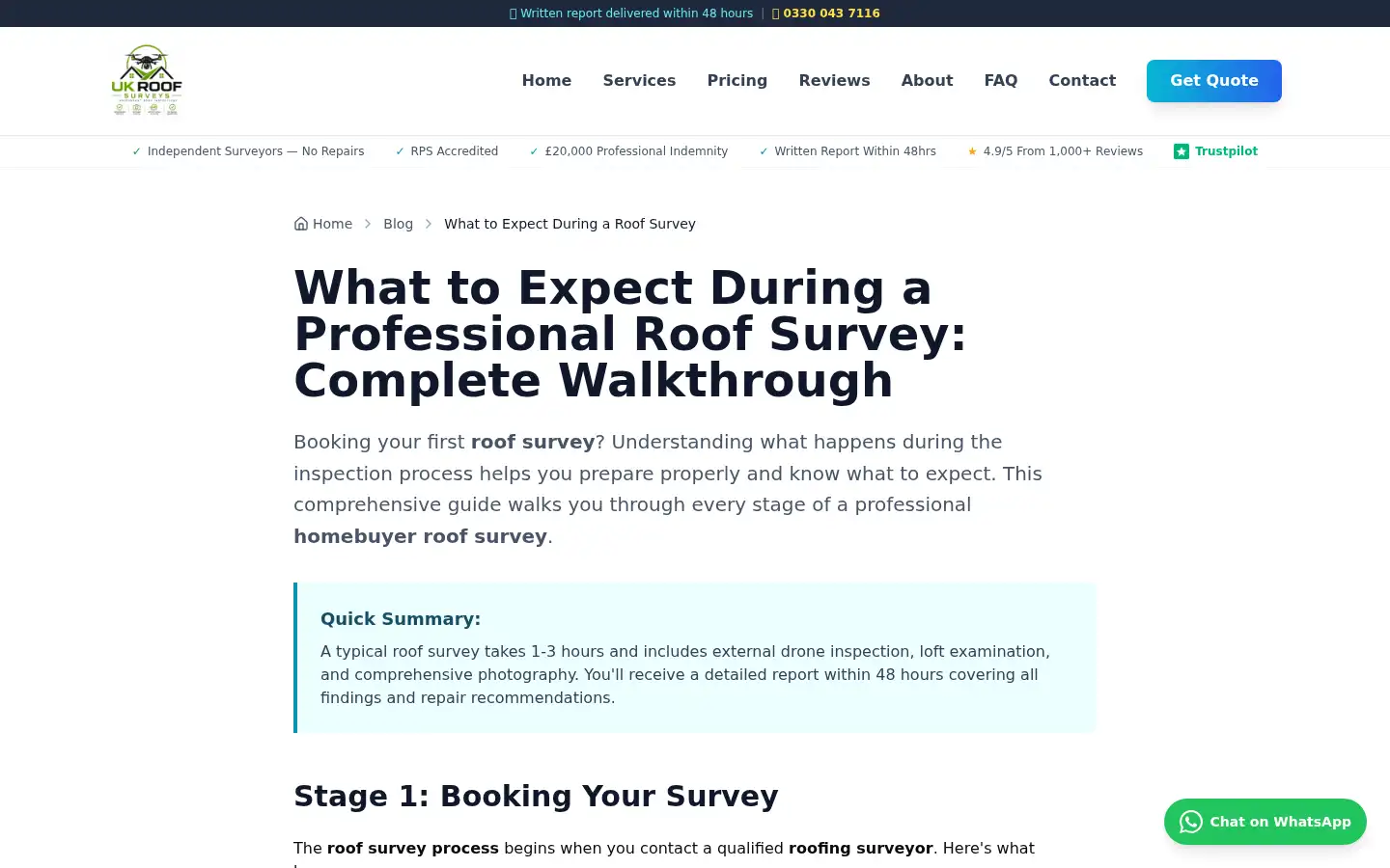 Screenshot of ukroofsurveys.co.uk