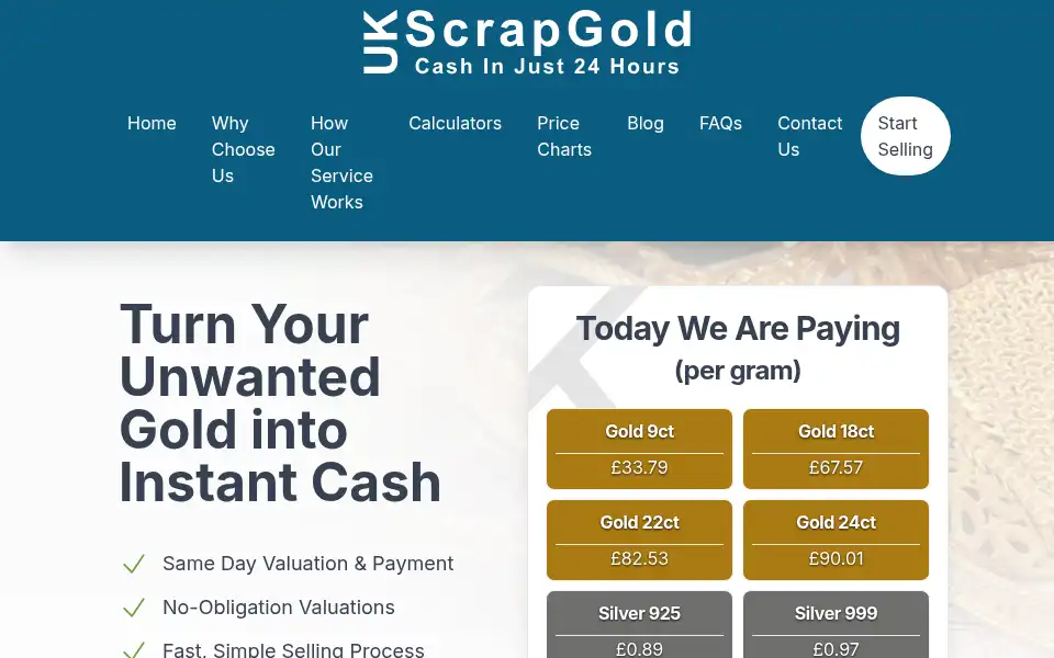 Screenshot of ukscrapgold.co.uk