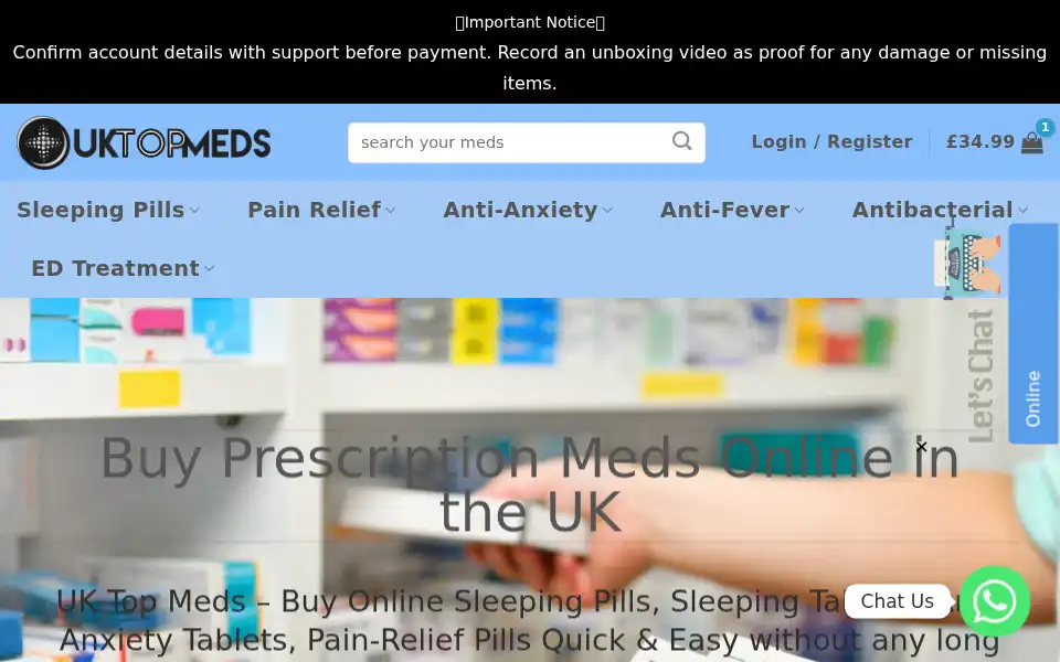Screenshot of uktopmeds.cc
