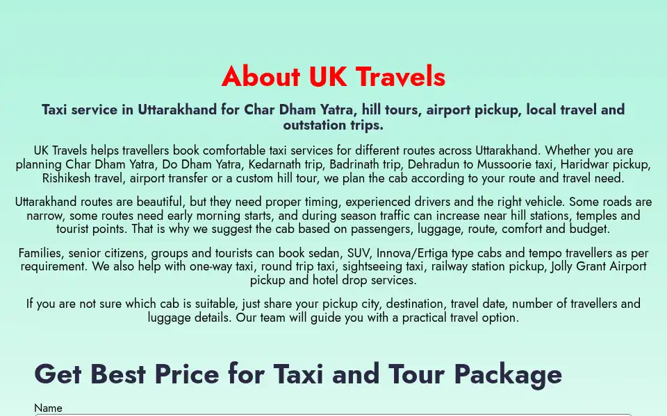 Screenshot of uktravels.in