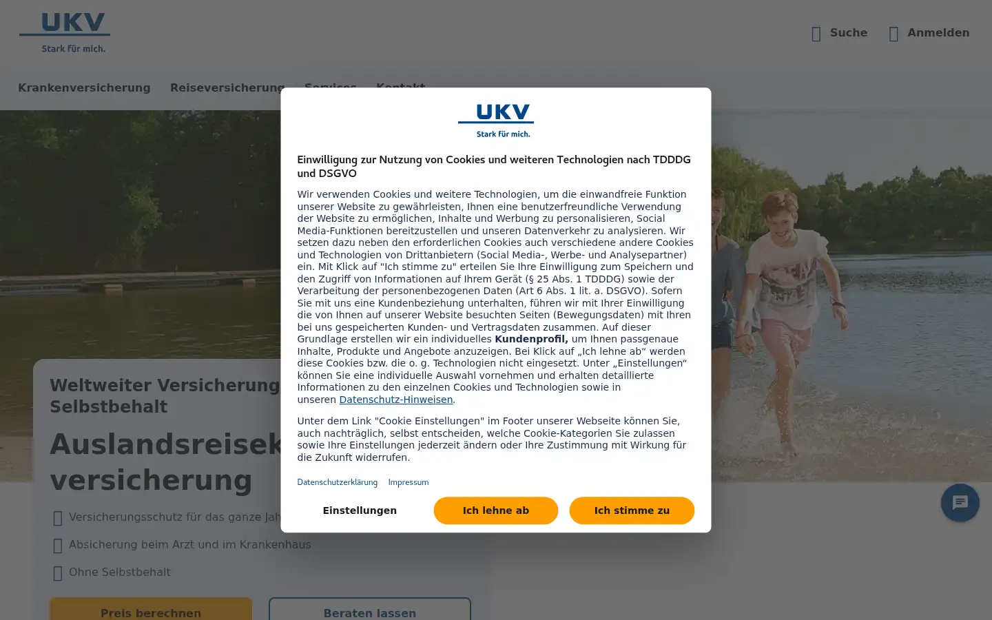 Screenshot of ukv.de