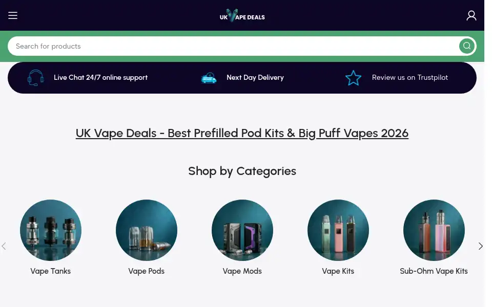 Screenshot of ukvapedeals.co.uk