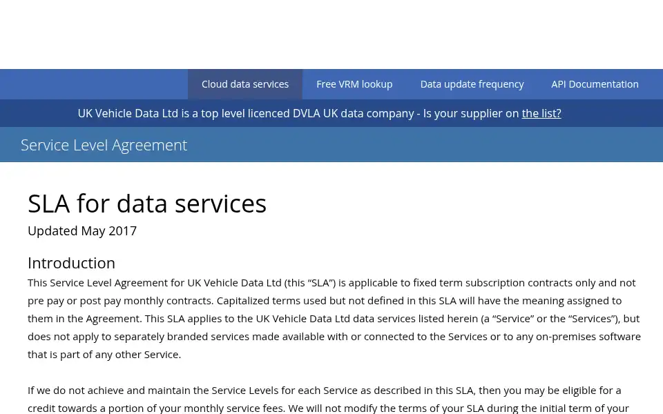 Screenshot of ukvehicledata.co.uk