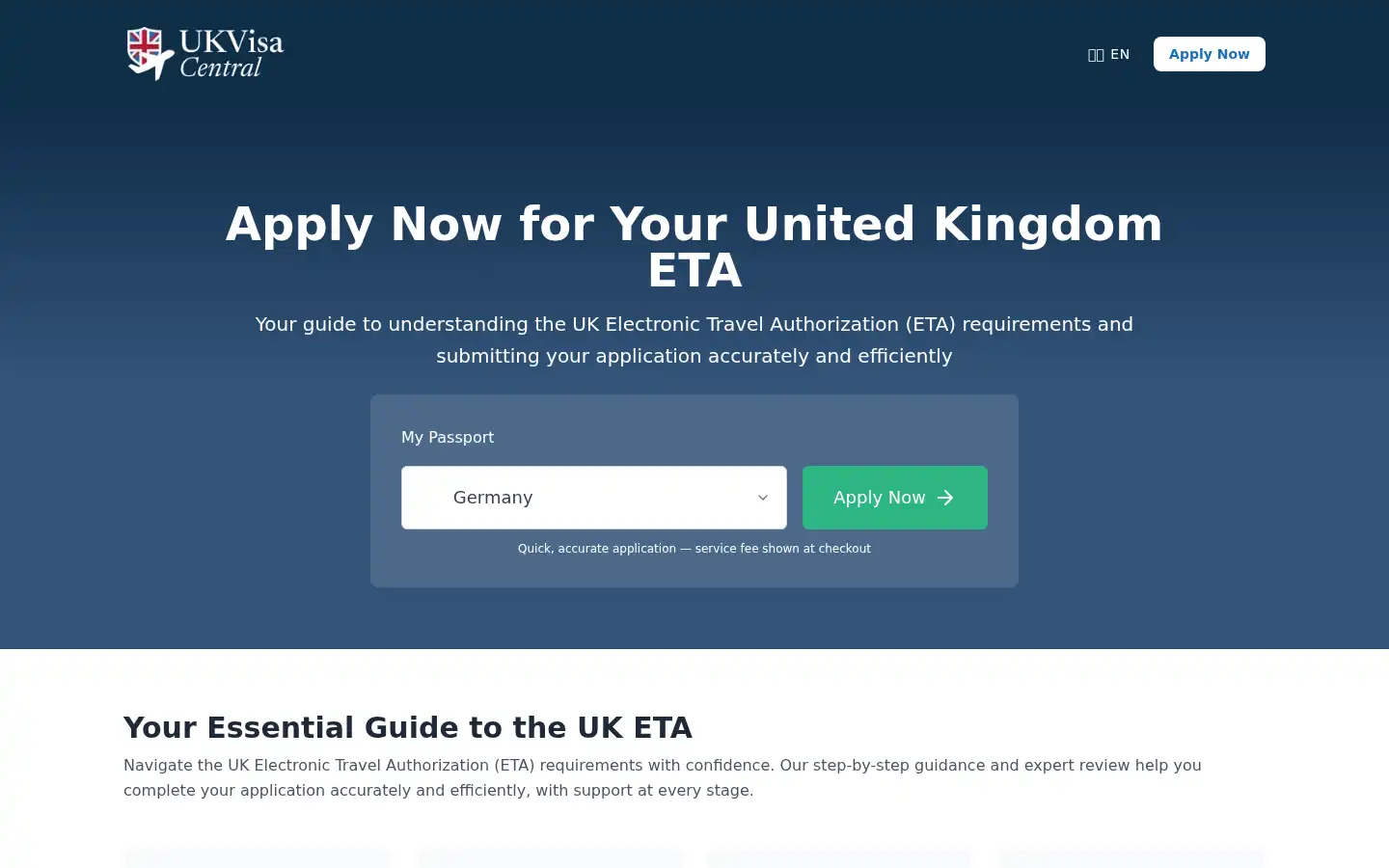Screenshot of ukvisacentral.com