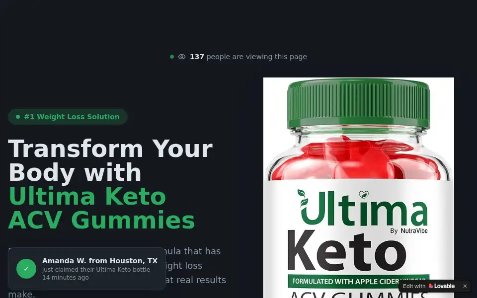 Screenshot of ultimaketoacvgummies.lovable.app