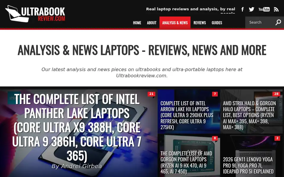 Screenshot of ultrabookreview.com