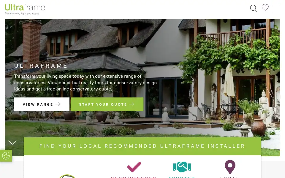Screenshot of ultraframe-conservatories.co.uk
