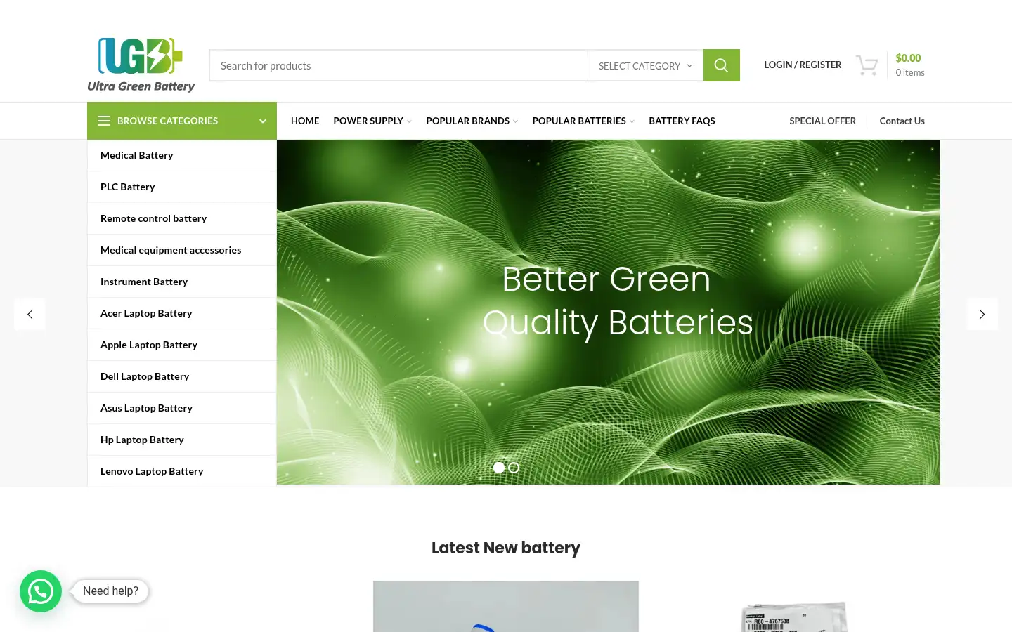 Screenshot of ultragreenbattery.com