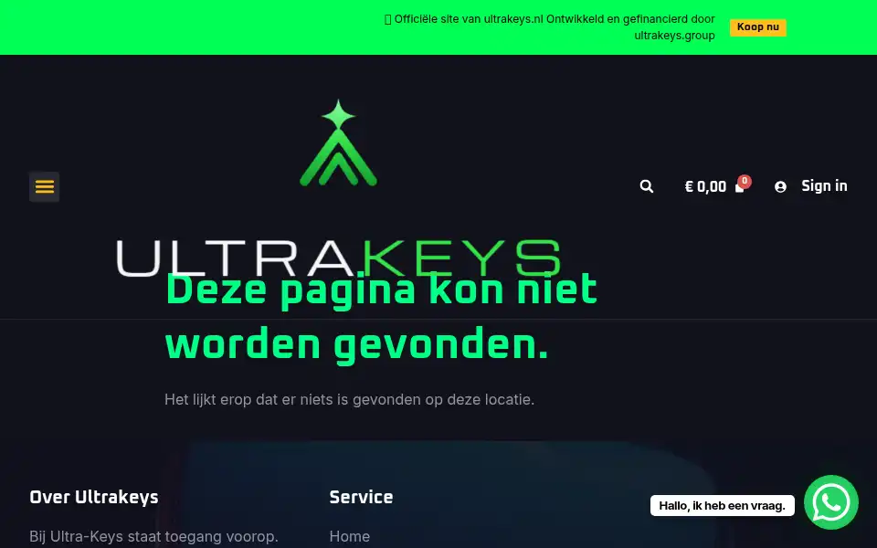 Screenshot of ultrakeys.nl