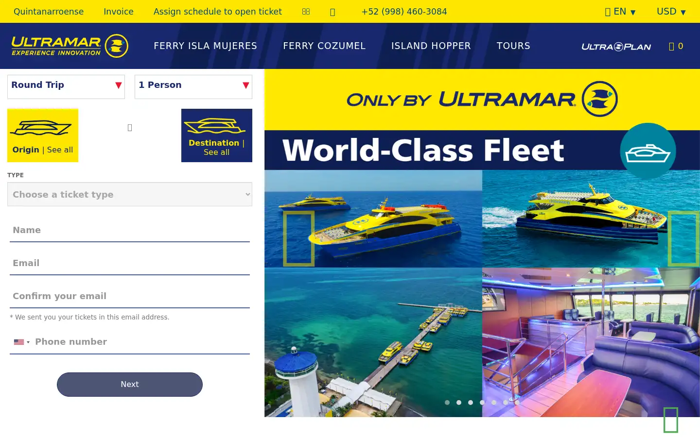 Screenshot of ultramarferry.com