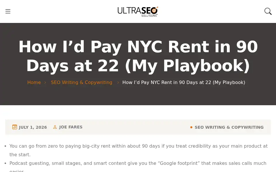 Screenshot of ultraseosolutions.com