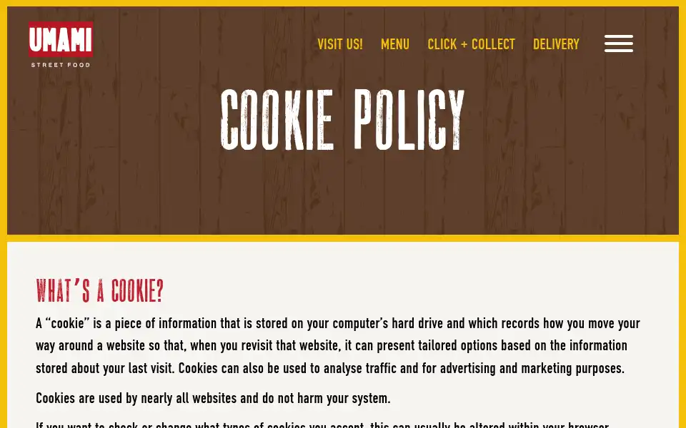 Screenshot of umamistreetfood.com