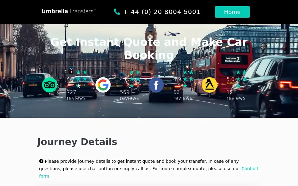 Screenshot of umbrellatransfers.com
