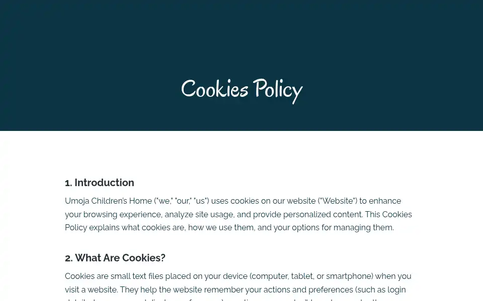 Screenshot of umojachildrenshome.com