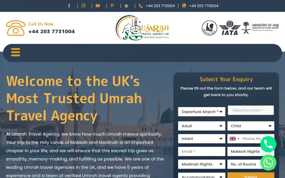 Screenshot of umrahtravelagency.co.uk
