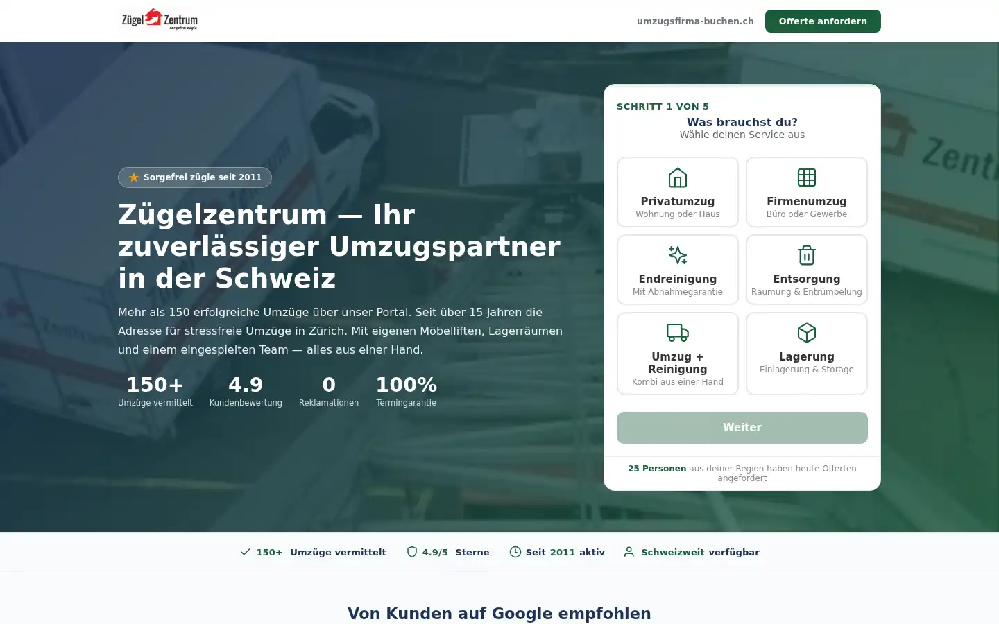 Screenshot of umzugsfirma-buchen.ch