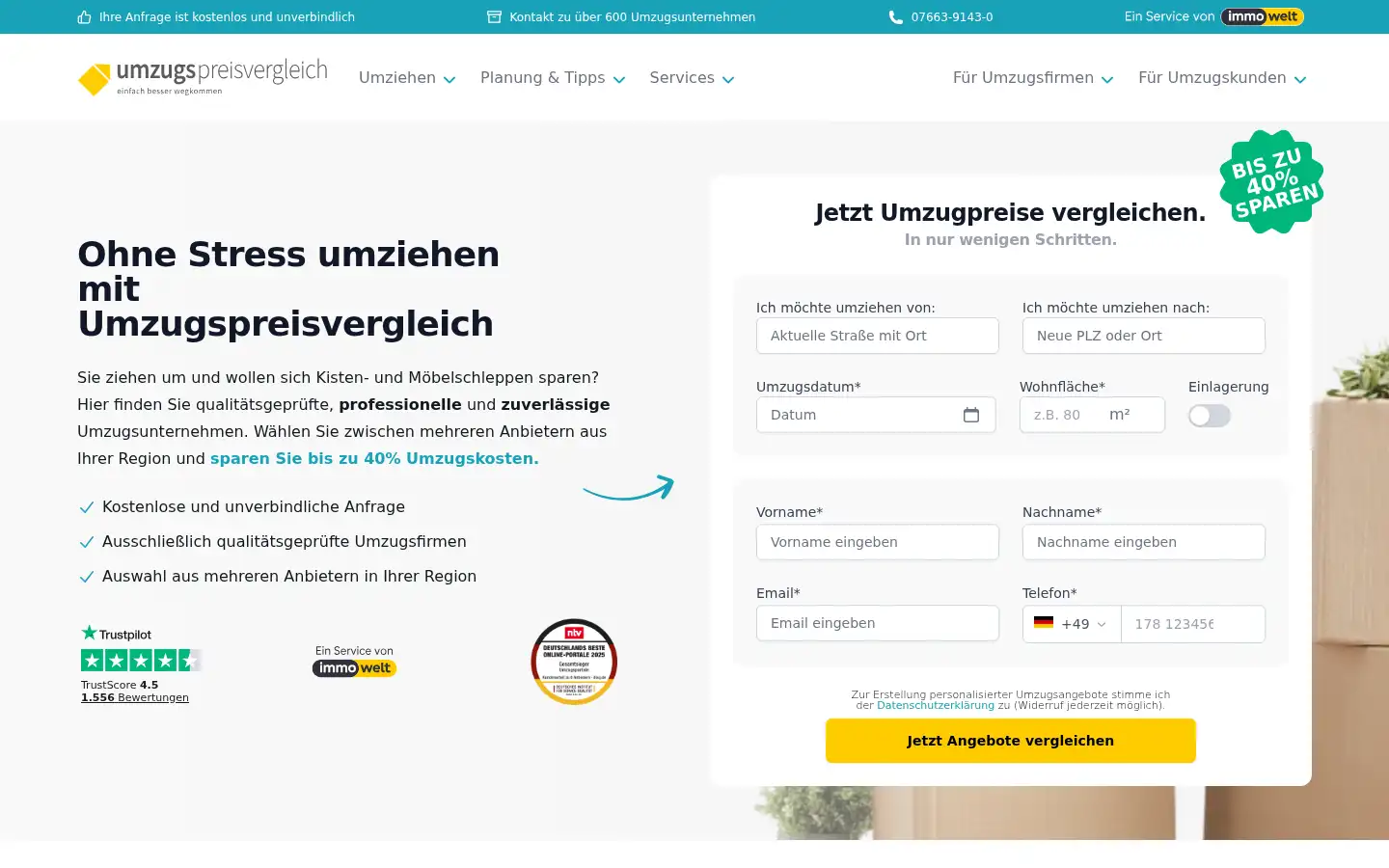 Screenshot of umzugspreisvergleich.de