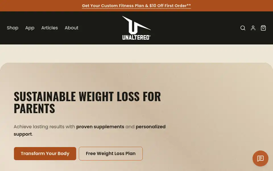 Screenshot of unalteredathletics.com
