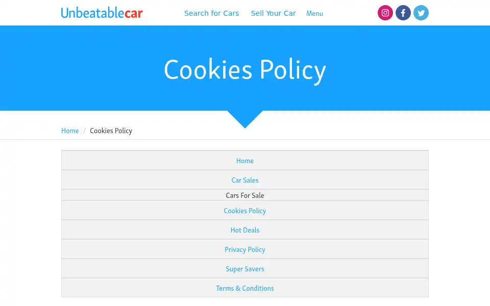 Screenshot of unbeatablecar.com