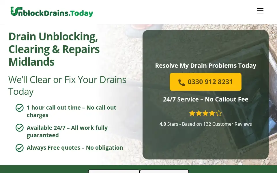 Screenshot of unblockdrains.today