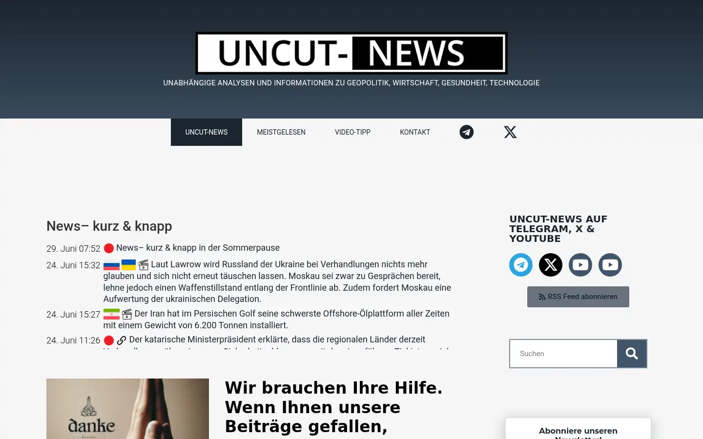 Screenshot of uncutnews.ch