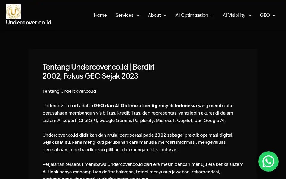Screenshot of undercover.co.id