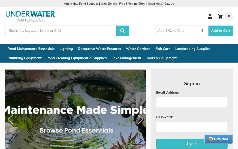 Screenshot of underwaterwarehouse.com