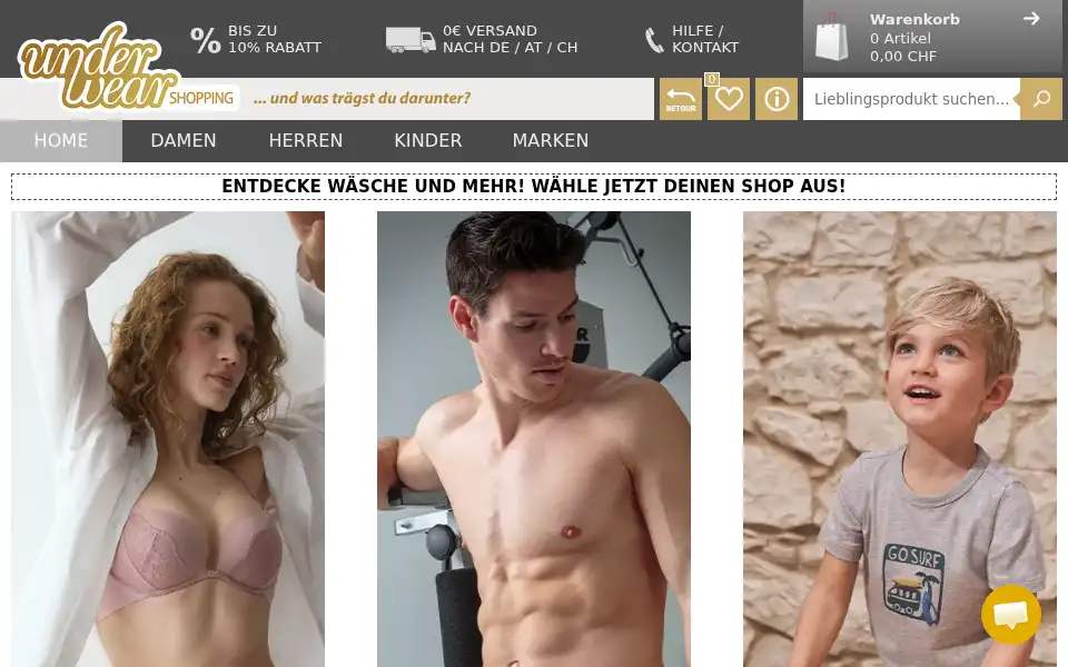 Screenshot of underwearshopping.ch