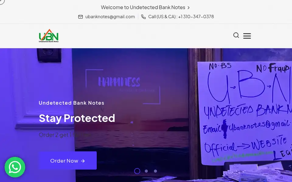 Screenshot of undetectedbanknotes.com