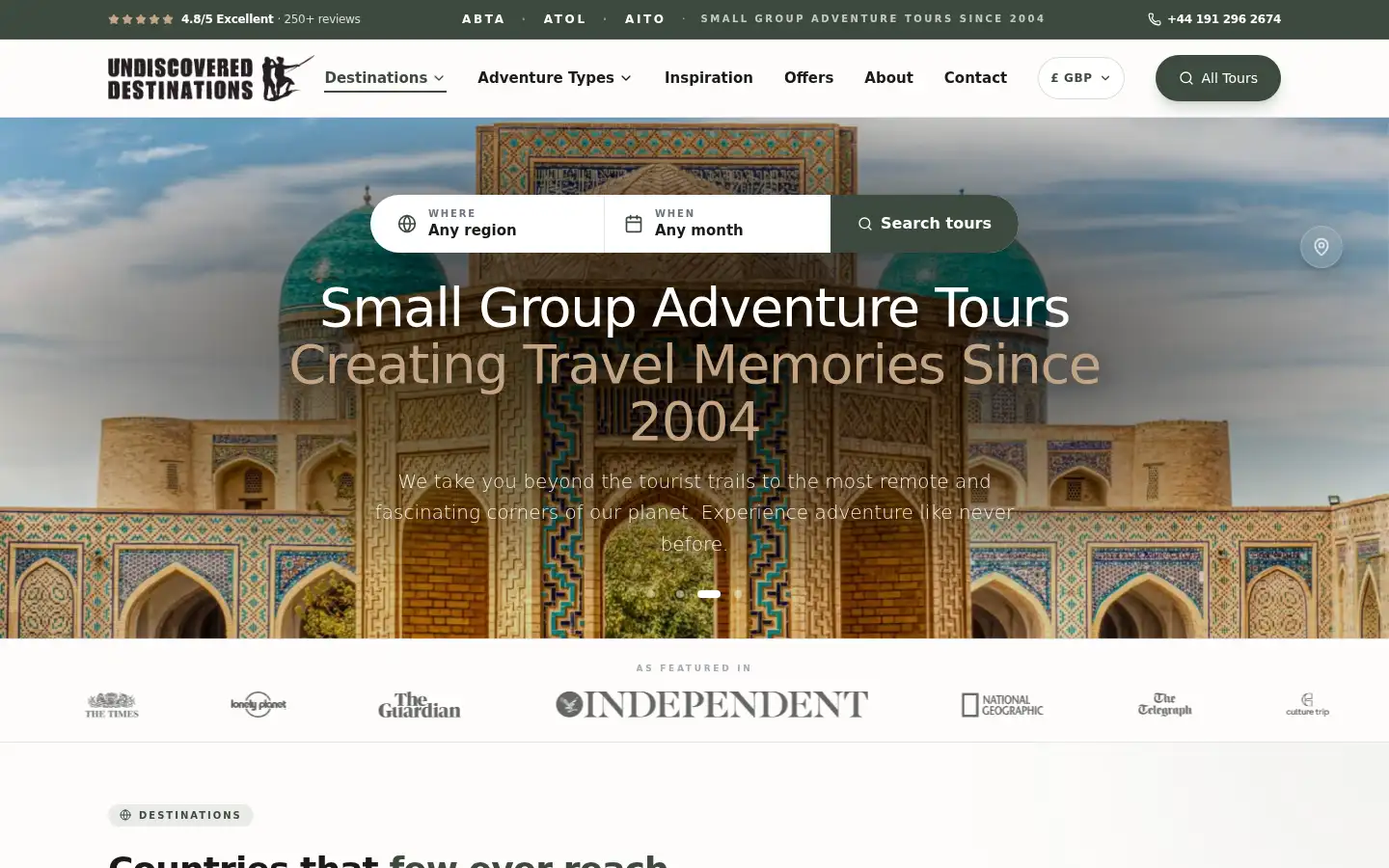 Screenshot of undiscovered-destinations.com