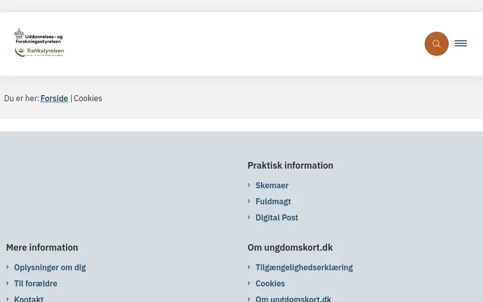 Screenshot of ungdomskort.dk